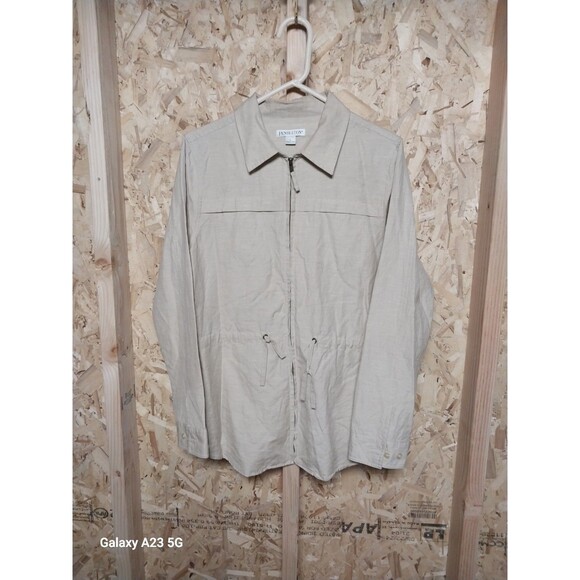 Pendleton Woman's Light Weight Zip Front Khaki Jacket Size L Linen Blend - Picture 1 of 7